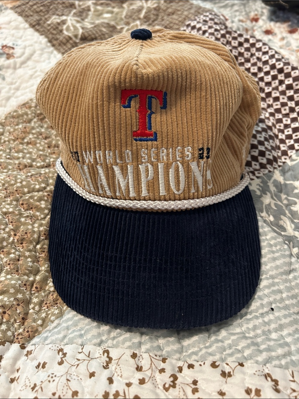 47 Brand Tan and Navy Corduroy Texas Rangers Champions Cap